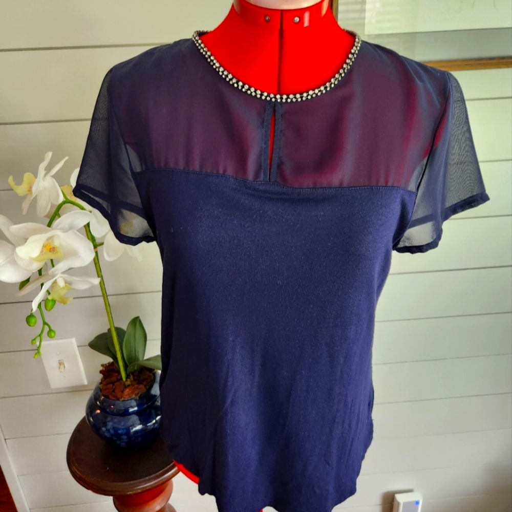 H&M Navy Top With Rinestones